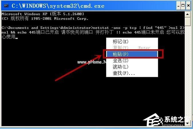 WinXP系统如何查看445端口是否关闭?